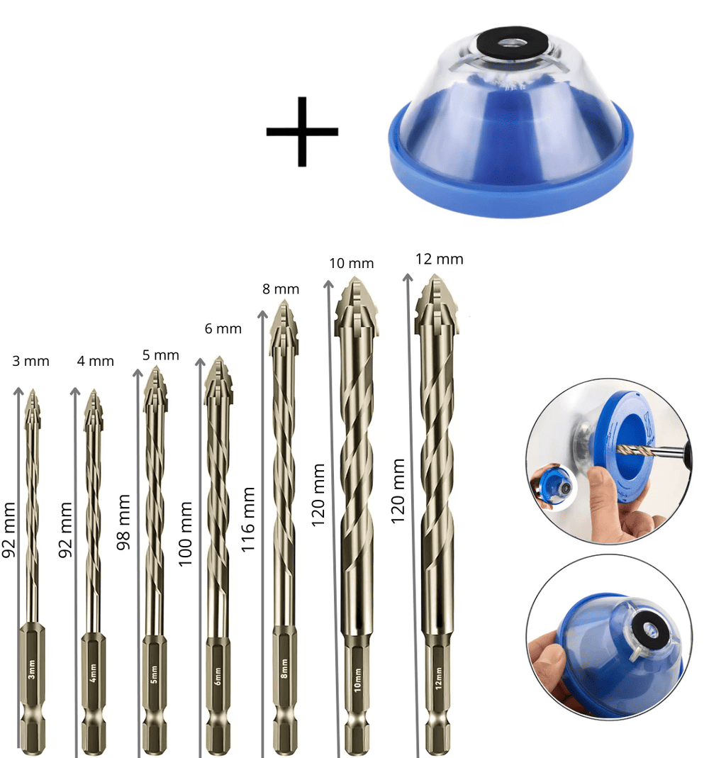Kit de 7 Brocas Serrilladas Multifuncionales + Colector de Polvo