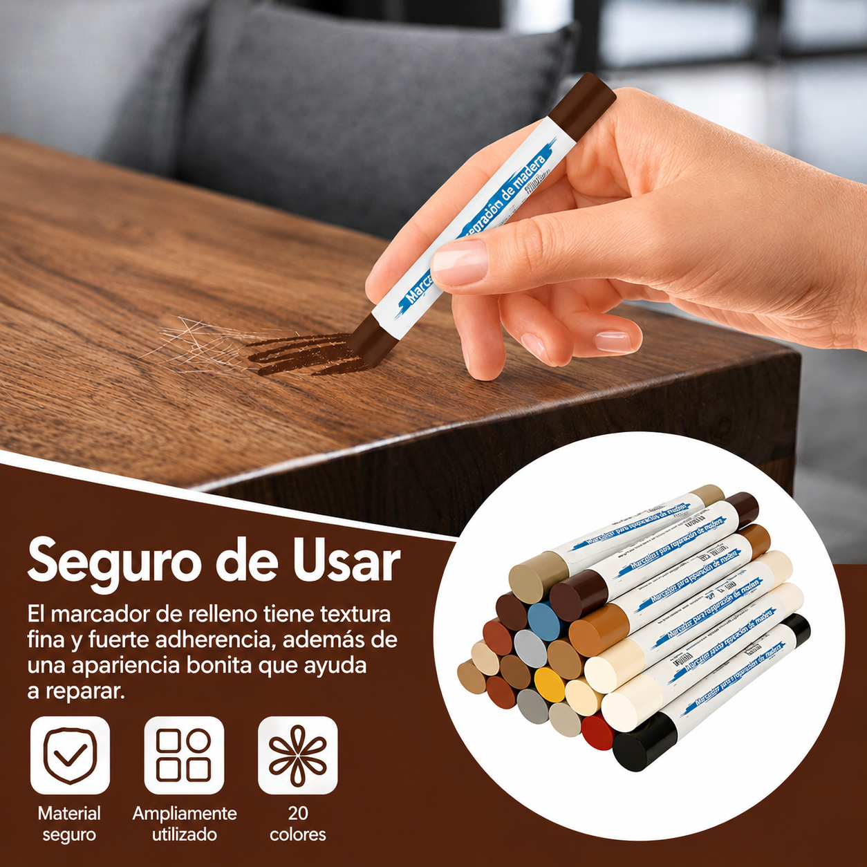 Barra de Cera para Reparación de Madera