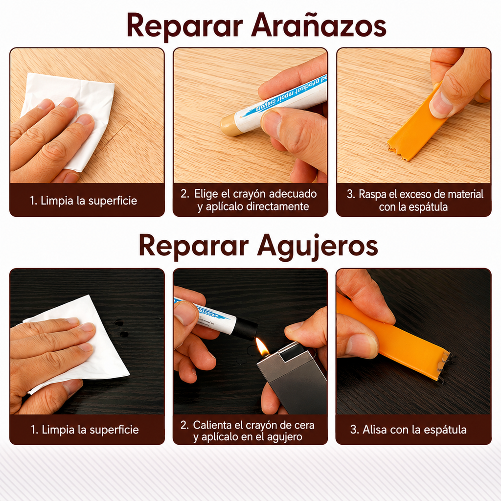Barra de Cera para Reparación de Madera