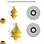 Kit de Brocas Diamantadas + Discos Diamantados