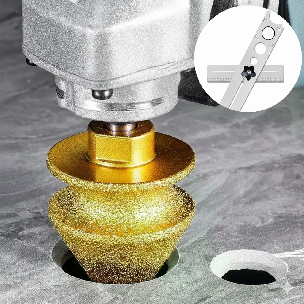 Kit Broca Diamantada Ajustable + Guía de Perforación 360°