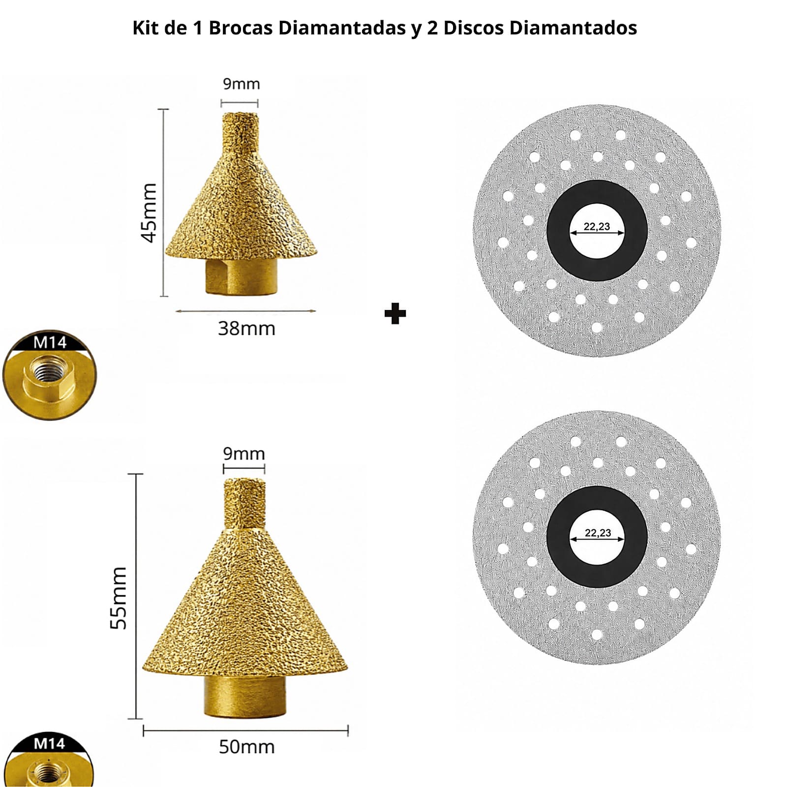 Kit de Brocas Diamantadas + Discos Diamantados