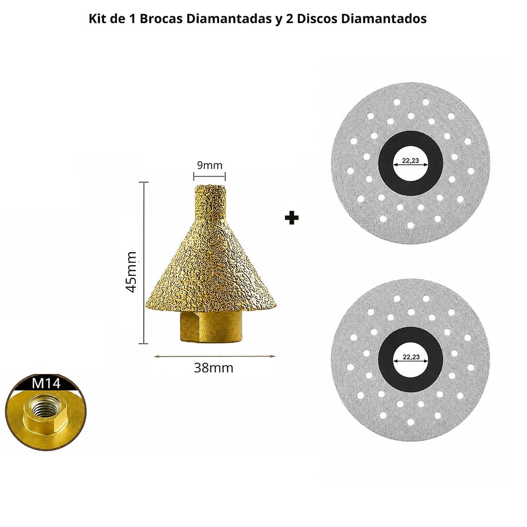 Kit de Brocas Diamantadas + Discos Diamantados